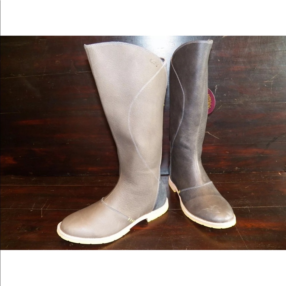 New Womens Ahnu Helena Pewter Leather Suede Boots
